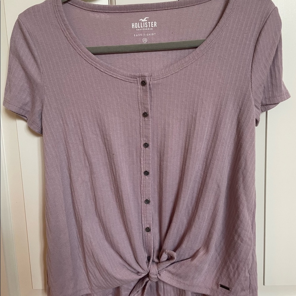 Purple Hollister button tie shirt